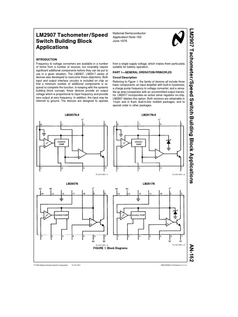 LM2907 Tachometer/Speed Switch Building Block Applications National