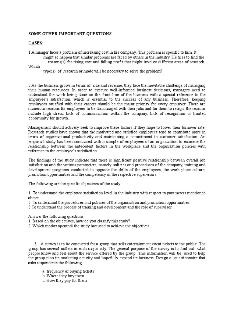 Some Other Important Questions | PDF | Survey Methodology | Employment
