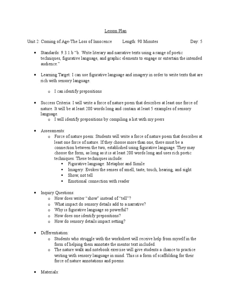 worksheet Sensory Details Worksheet lesson 5 narrative poetry