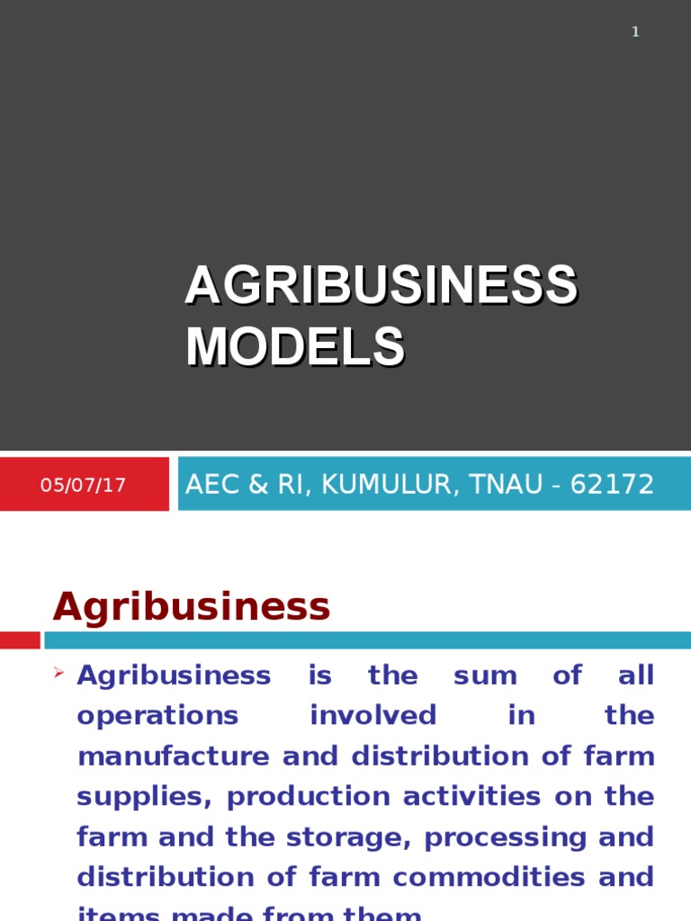 Agribusiness Models PDF Agriculture Exports