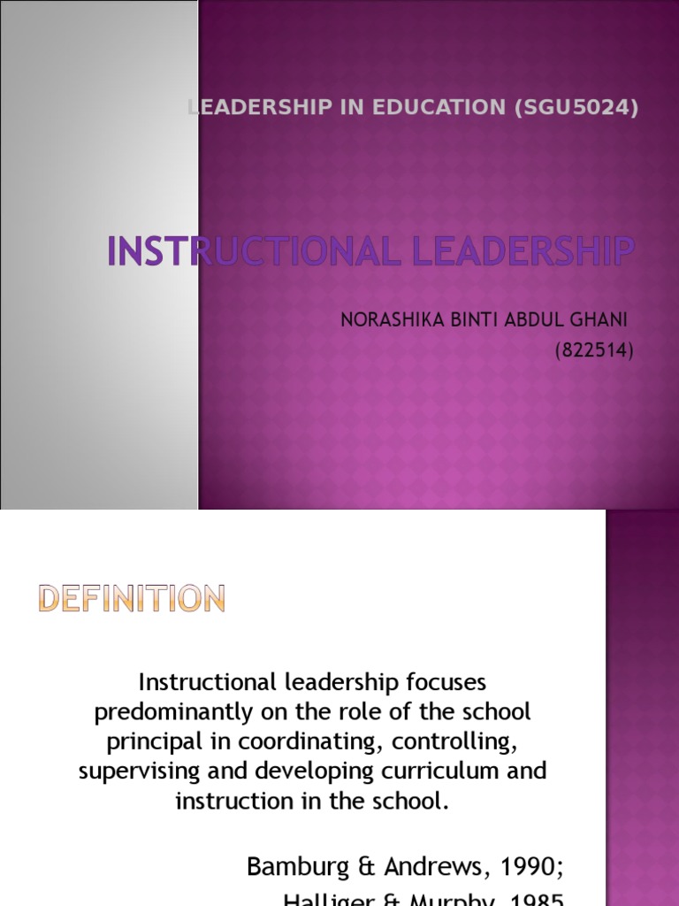 Instructional Leadership Pdf : (PDF) Principles and Techniques of ...