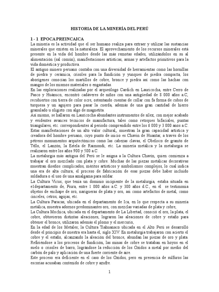 Historia de la Minería en Perú | PDF | Minería | Cobre