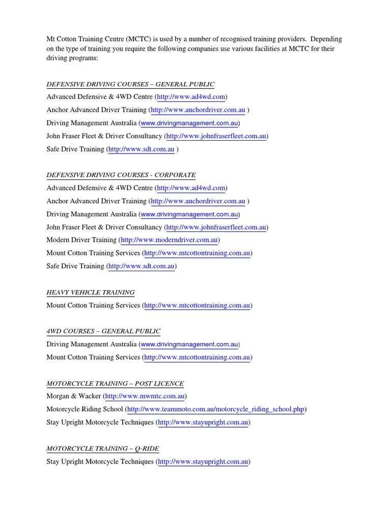 Mt Cotton Driver Training Programs | PDF | Business | Computers