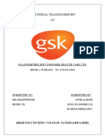 Industrial Traning Report AT: Glaxosmithkline Consumer Health Care LTD