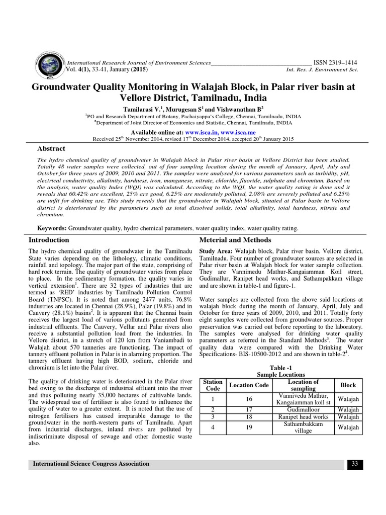 7.ISCA IRJEvS 2014 258 PDF Magnesium Water Quality