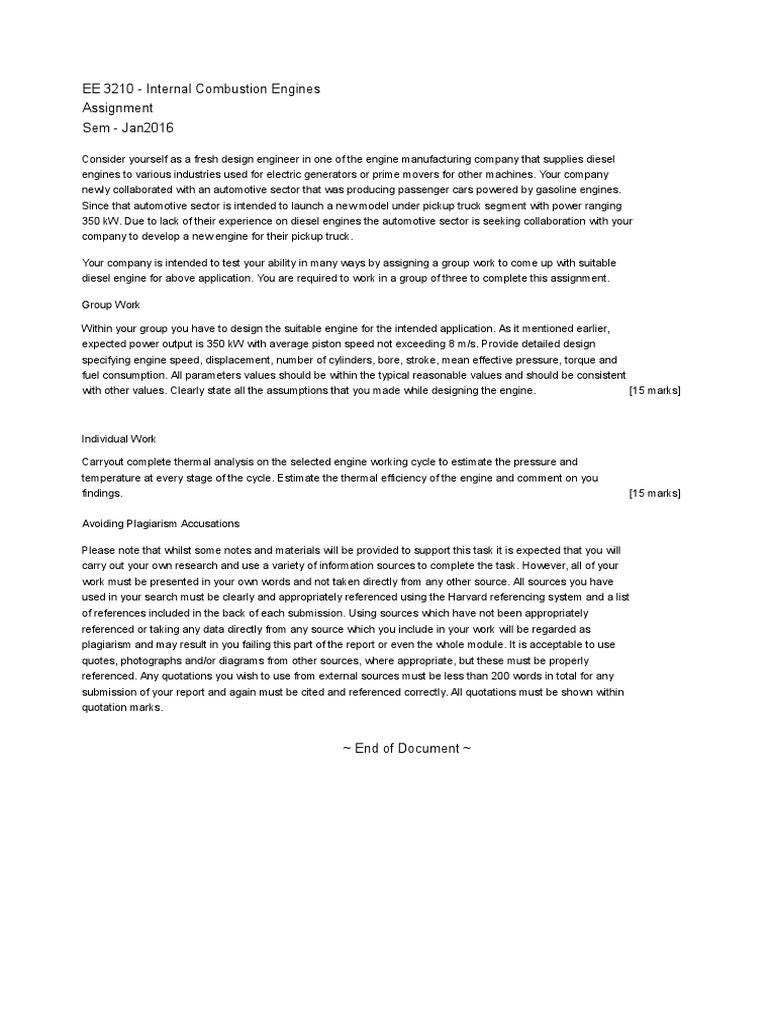 Diesel Engine Design for Pickup Truck | PDF | Internal Combustion ...