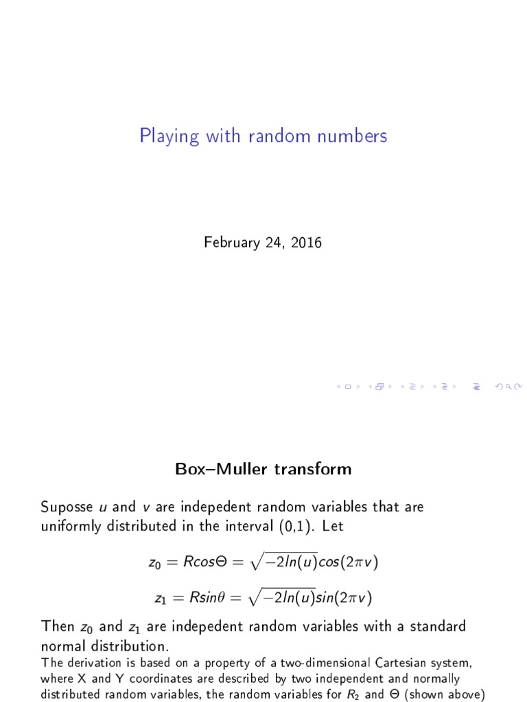 Playing with random numbers using Box-Muller transform | PDF | Normal ...