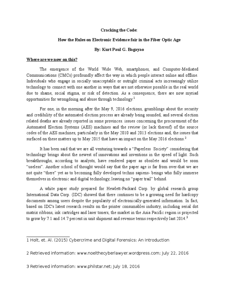 Analysis On Electronic Evidence PDF Discovery (Law) Search And
