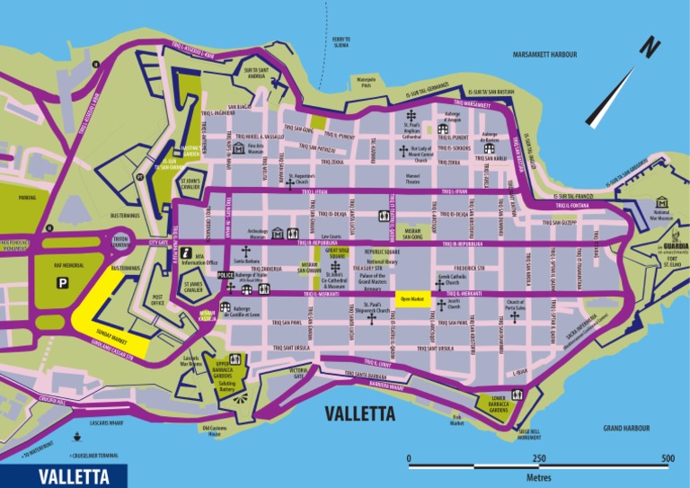 Map of Malta's Capital City Valletta