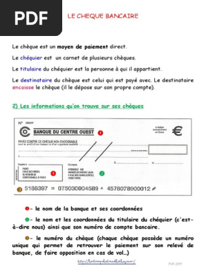 Le Cheque Bancaire Cheque Paiements