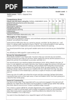 Lesson Observations Feedback