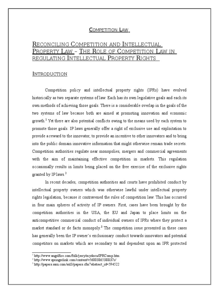 Competition Law and IPR PDF Intellectual Property Competition Law