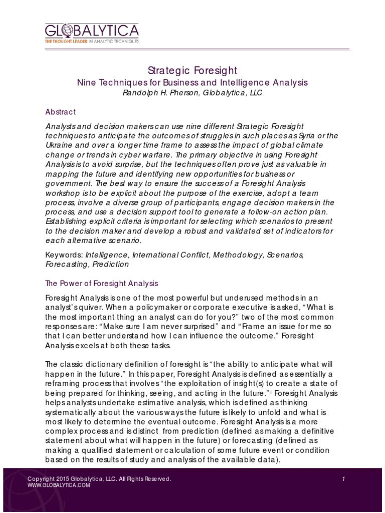 Strategic Foresight Nine Techniques | PDF | Intelligence Analysis ...