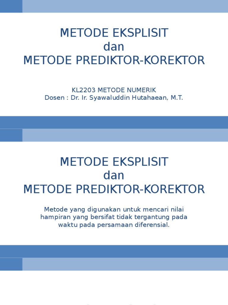Metode Eksplisit dan Korektor | PDF
