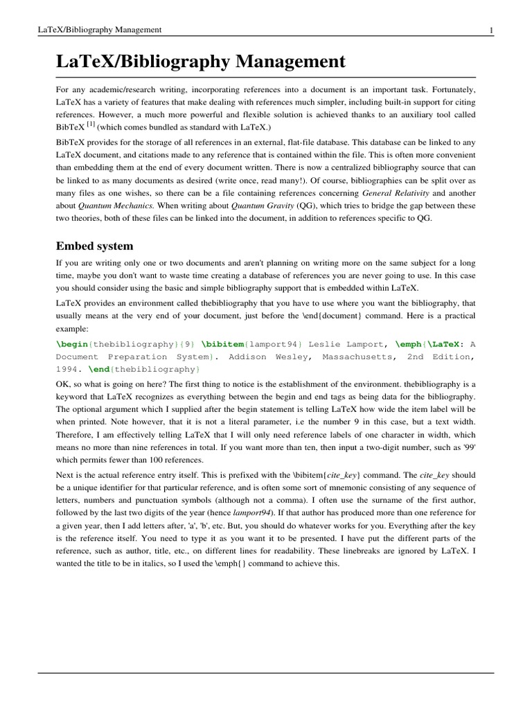 LaTeX Bibliography Management Guide PDF Citation Te X — free download