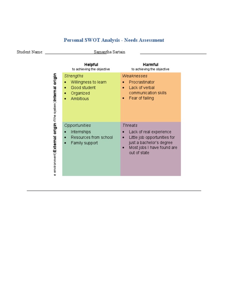 Personal Swot Analysis 10  PDF  Swot Analysis  Educational