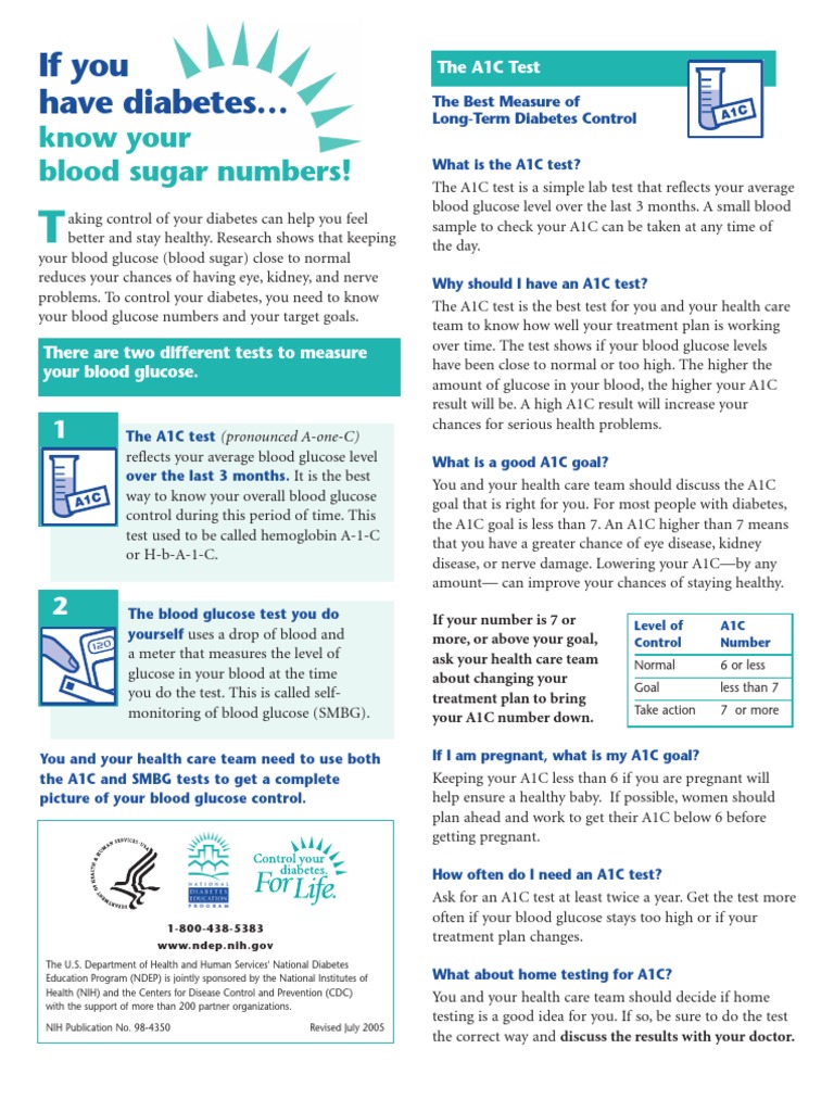 Know Your Blood Sugar Numbers Pdf Pdf Glycated Hemoglobin Blood Sugar