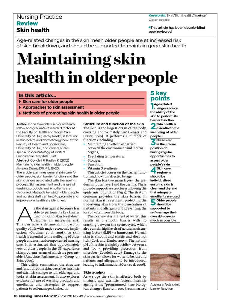 Maintaining Skin Health of The Older People | PDF | Skin Care | Topical ...
