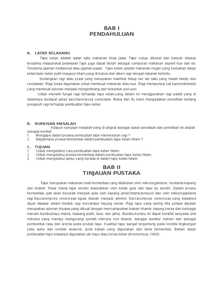 Makalah Cara Membuat Tape Ketan Hitam