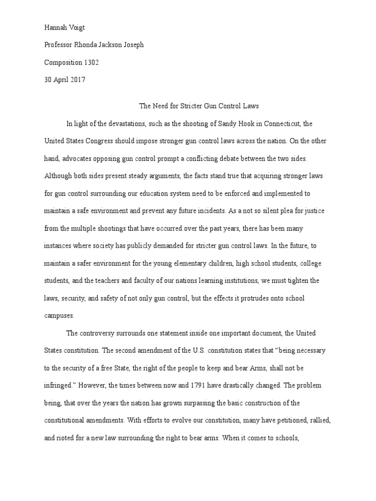Pro gun control thesis picture