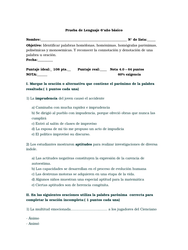 Prueba 6° Homofos.. | PDF | Ejercicio físico | Obesidad
