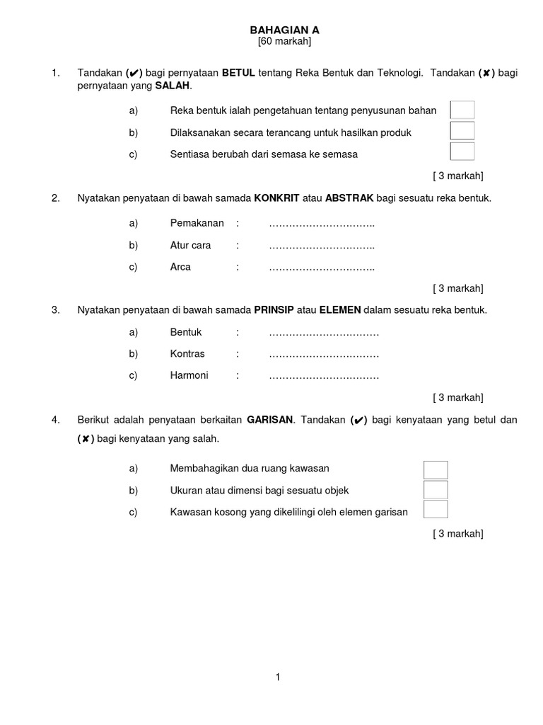 Soalan Peperiksaan Pertengahan Tahun Rbt Tingkatan 1 Soalan Ppt Reka Bentuk Dan Teknologi Pdf