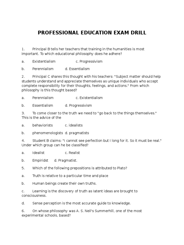Professional Education Exam Drills | PDF | Mode (Statistics) | Test ...