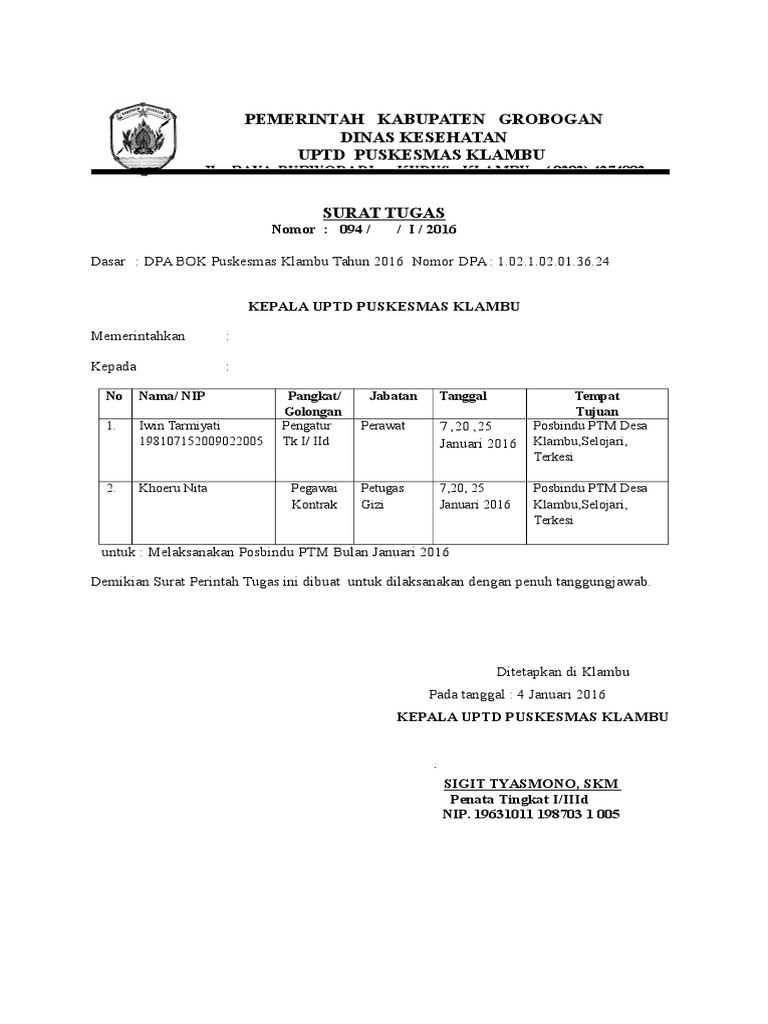 Surat Tugas Kolektif