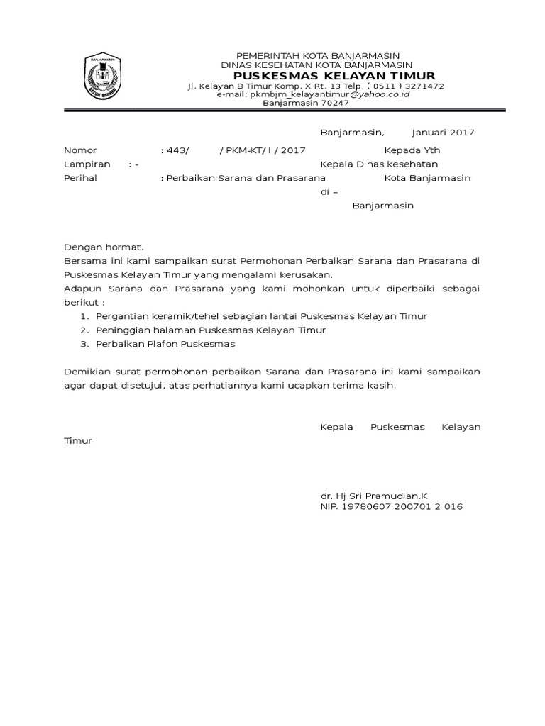 Surat Permohonan Kerja Di Puskesmas Blog Mesra H