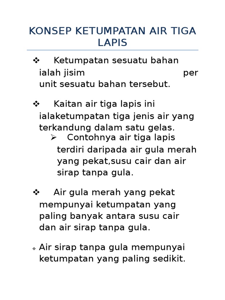 Konsep Ketumpatan Air Tiga Lapis Sains