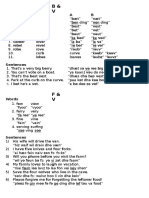 B vs. V and F vs. V Minimal Pairs