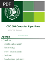 CSC 580 Computer Algorithms: L 4. Quicksort