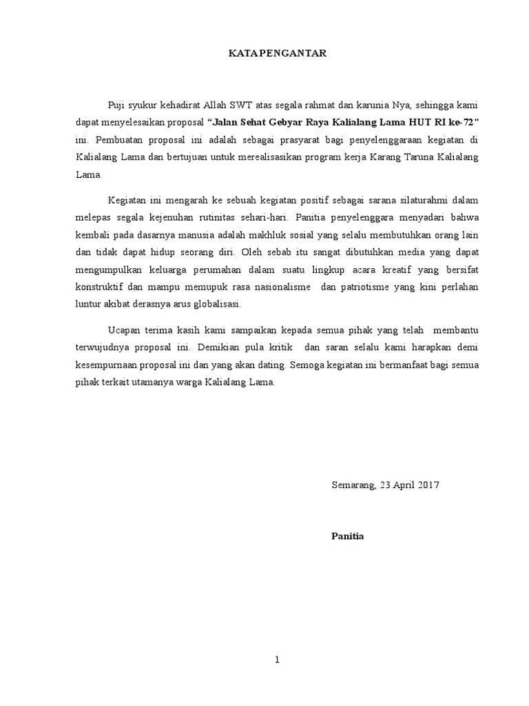 Contoh Kata Pengantar Proposal Kegiatan Hut Ri | Dicampur Aja Geh