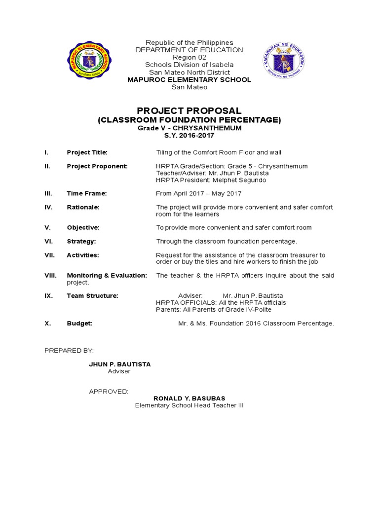 Classroom foundation project proposal 2016 schools teaching and 