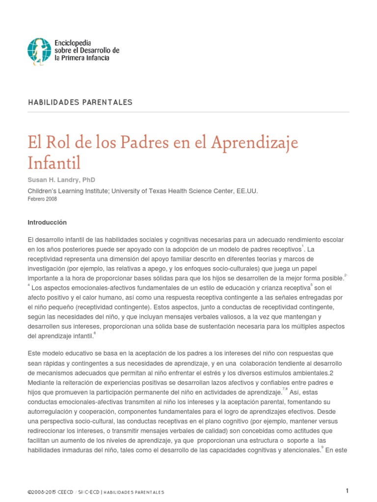 El Rol de Los Padres en El Aprendizaje Infantil | PDF | Comportamiento ...