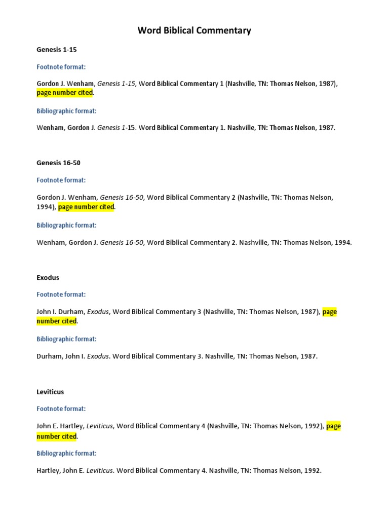 Word Biblical Commentary Overview | PDF | Note (Typography) | Religious ...