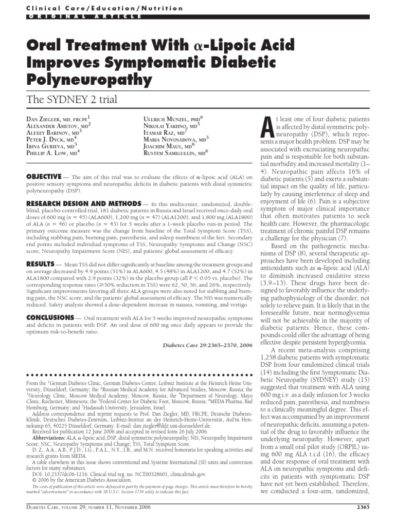 Oral Treatment With alphaLipoic Acid .pdf Peripheral Neuropathy