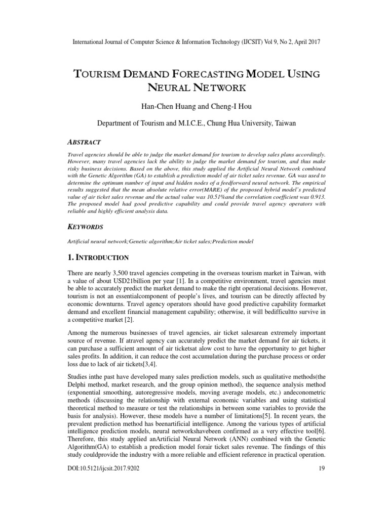 Tourism Demand Forecasting Model Using Neural Network | PDF ...