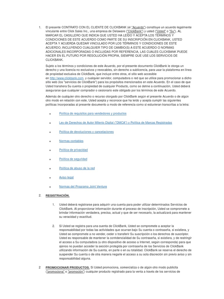 Terminos y COndiciones de CLickBank LEER | PDF | Impuestos | Propiedad