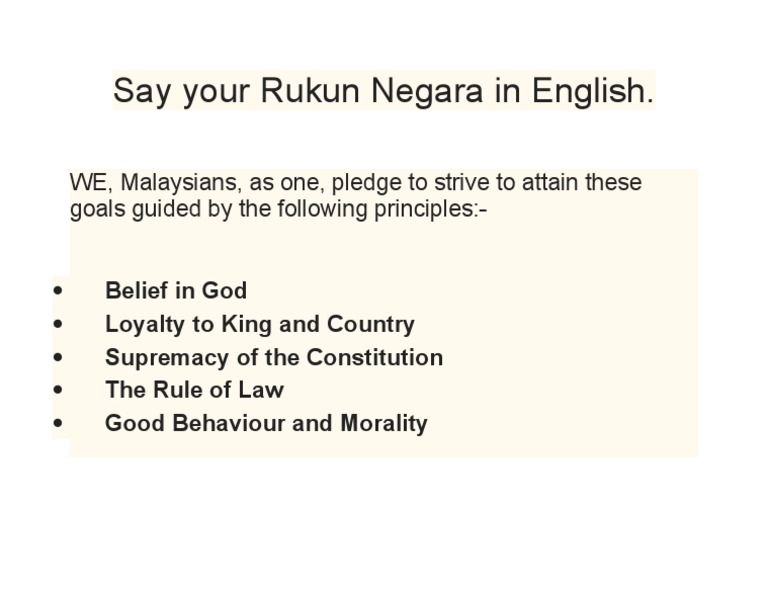 Say Your Rukun Negara In English