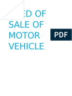 Deed of Sale of Motor Vehicle