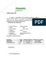 Akhtar Hussain: Degree Year Grade/Division Institute / Board