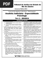 Fgv 2014 Tj Rj Analista Judiciario Especialidade Psicologo Prova