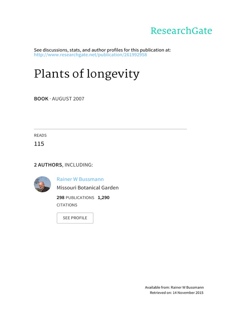Plants Of Longevity Pdf Pdf Ecuador Medicine
