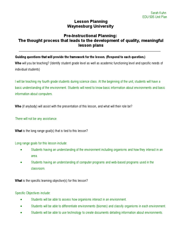 Unit Lesson Plan | PDF