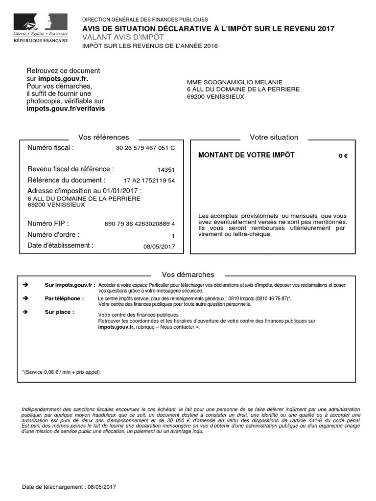 Dmpdf Pdf Impot Melanie 2016 Pdf Impot Sur Le Revenu Paiements