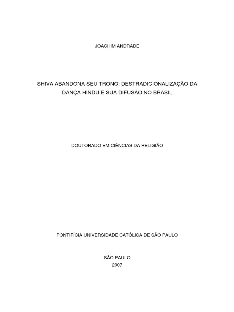 Destradicionalização da Dança Hindu no Brasil | PDF | Escala (música ...