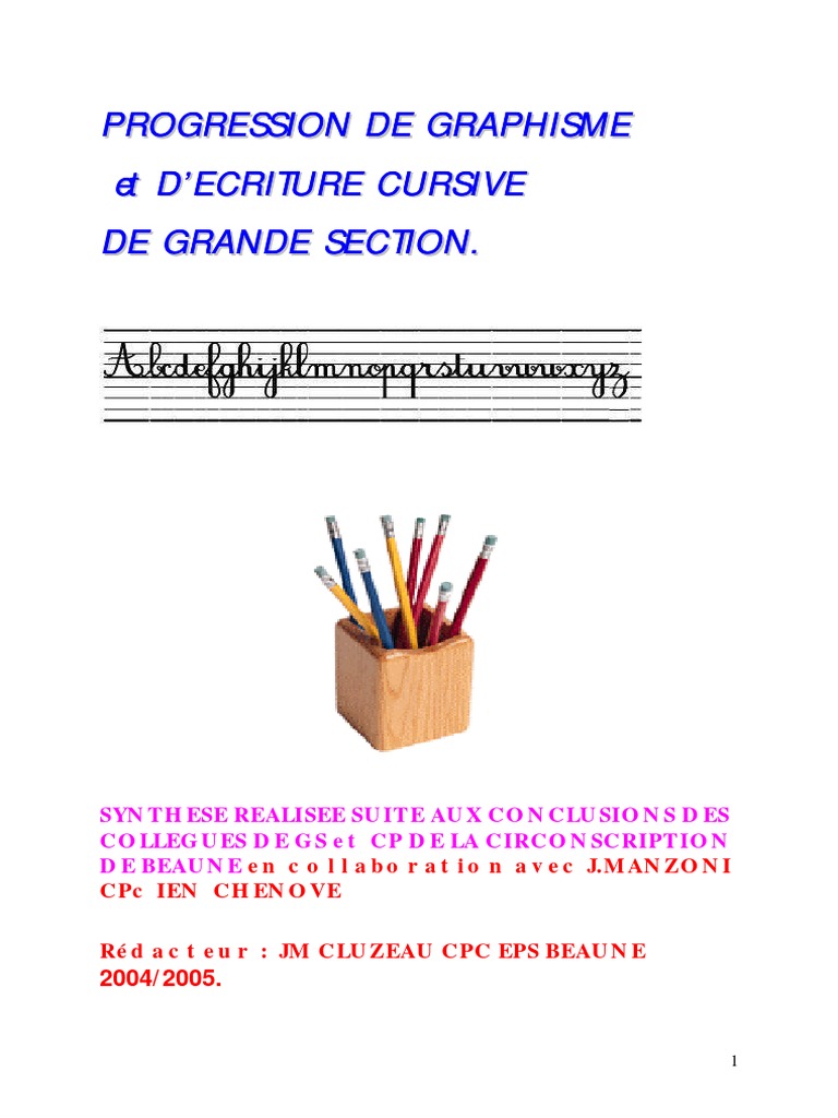 Galm Page De Garde Cahier GRAPHISME-Progression Graphisme Et Ecriture GS-2005-Ac. Dijon | PDF |  Écriture | Papier