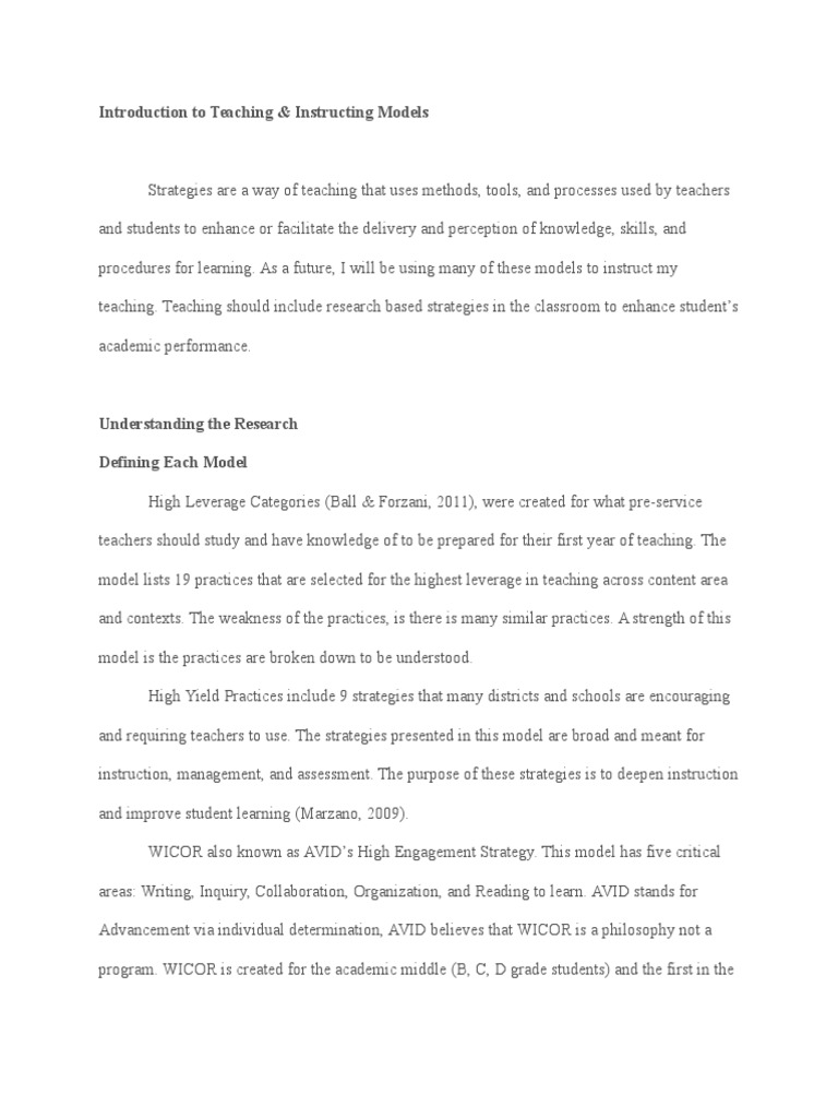 Teaching Models for Effective Instruction | PDF | Psychological ...