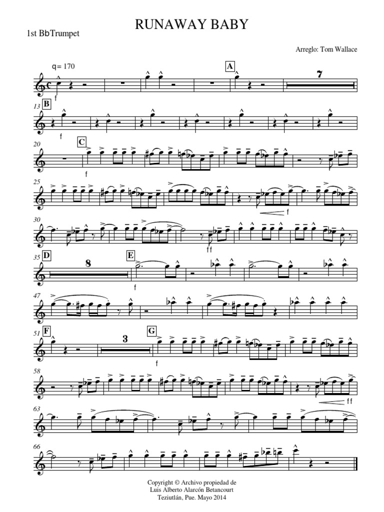 Runaway Baby 1st BB Trumpet PDF